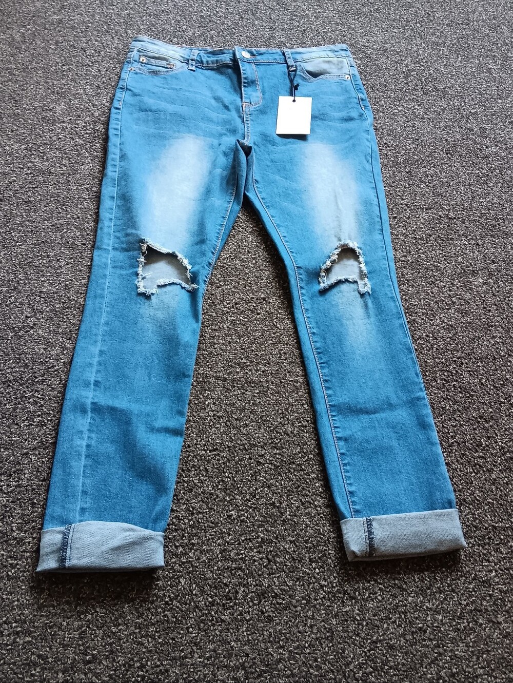 NWT Blank Paige Light Blue Distressed Women’s Jeans Size Large, New - Picture 3 of 9
